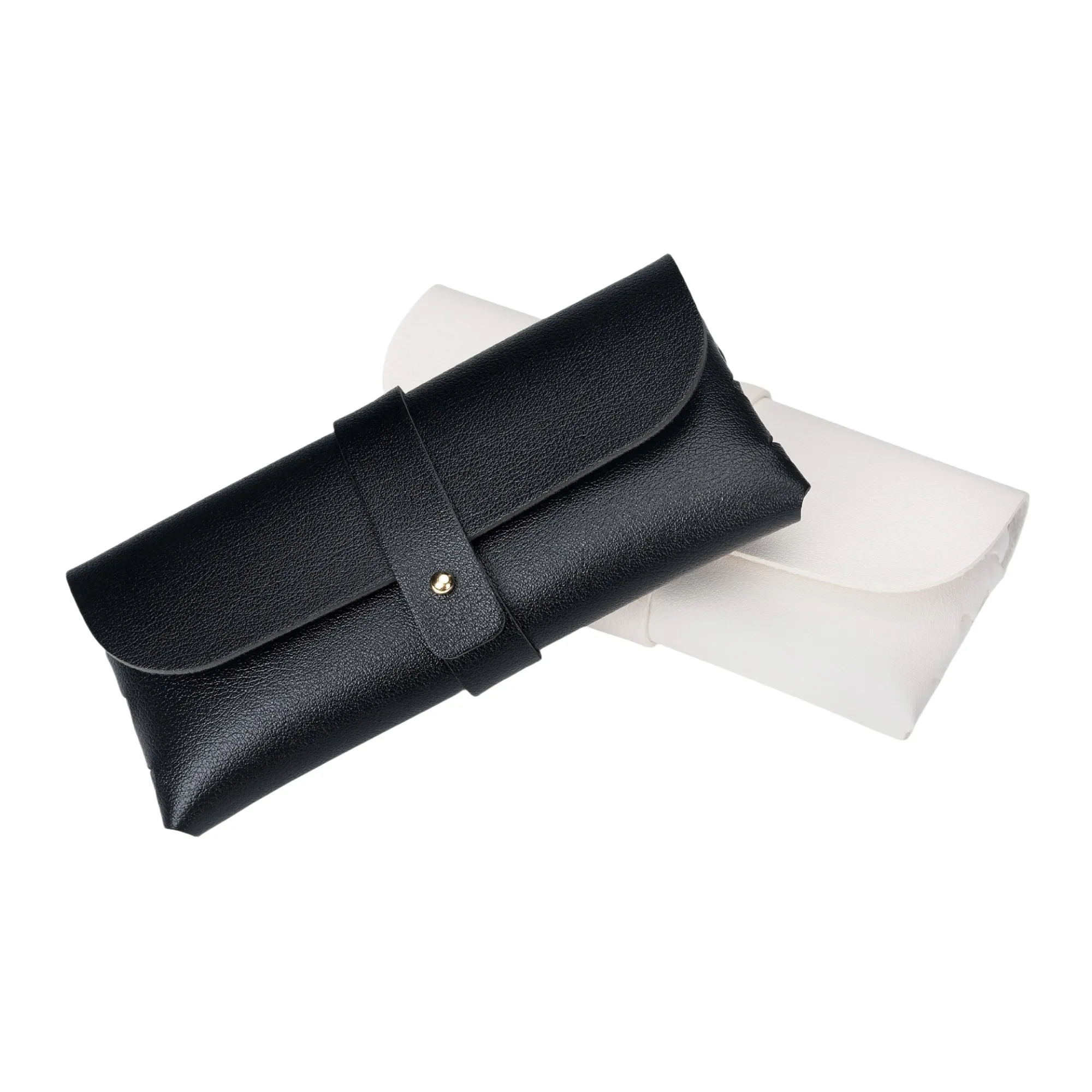 Black Leather Eyeglasses Case with PVC Buckle 8