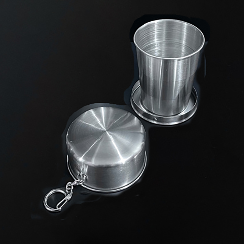 150ML Travel 304 Stainless Steel Collapsible Cup w/ Metal Keychain 5