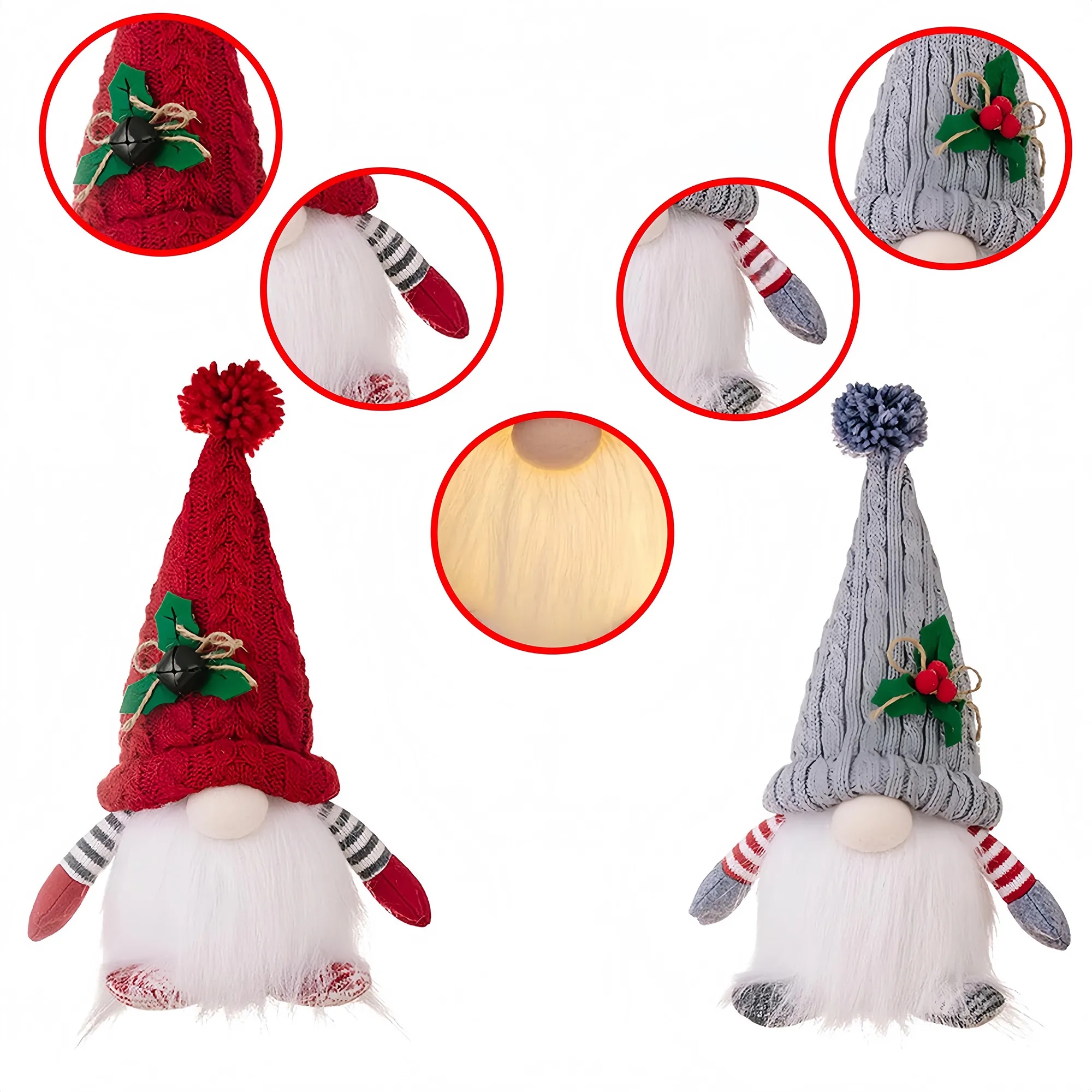 Christmas Plush Snowman With LED Light Up Knit Hat 4