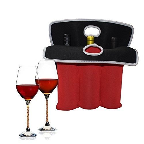 iBank ® 3-Bottle Neoprene Wine Carrier Tote Bag, Bottle Holder 2