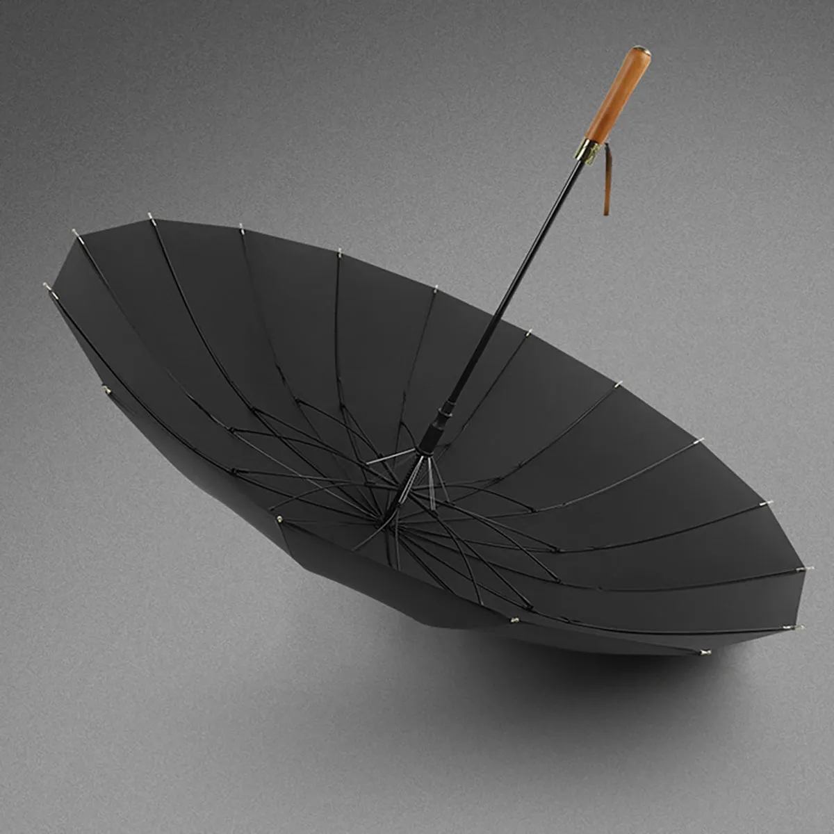 Auto Open Luxurious Vintage Wooden Handle Golf Umbrella 4