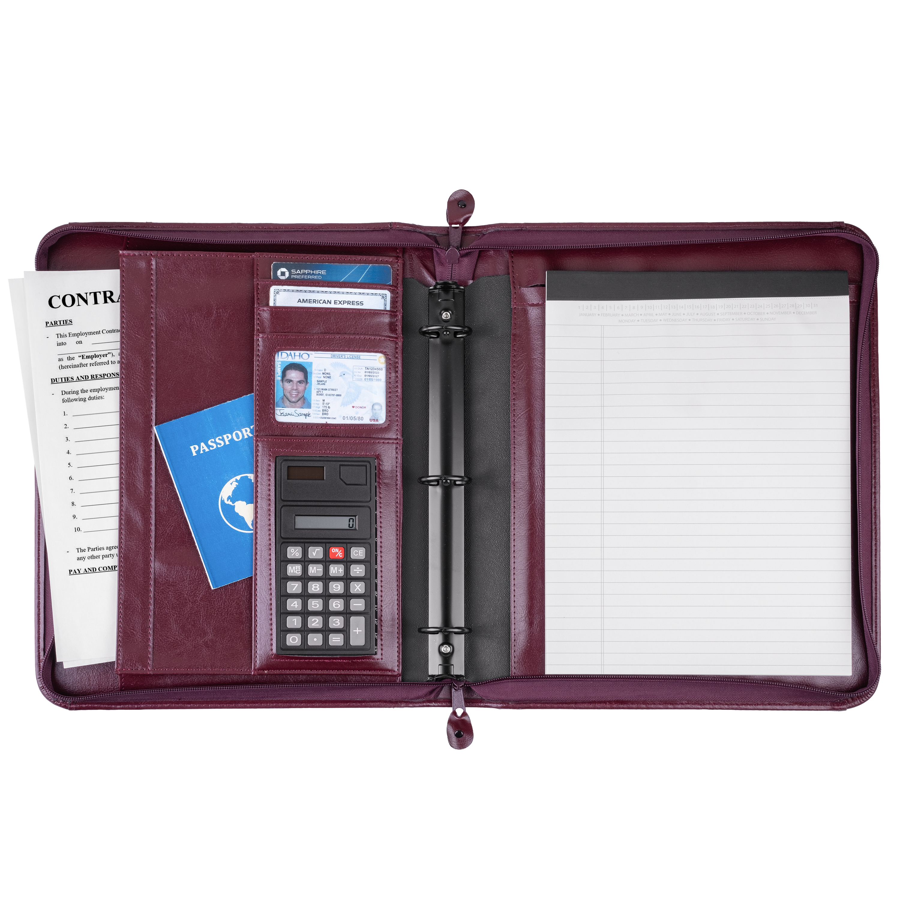Harvard Binder 3-Ring Zip Portfolio w/Retractable Handles 6