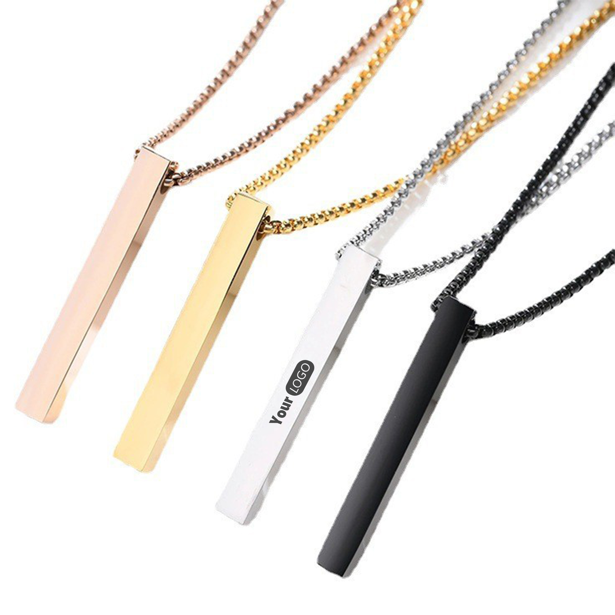 Stainless Steel Customizable Rectangle Necklace For Personalized Elegance (Moq 50) 2