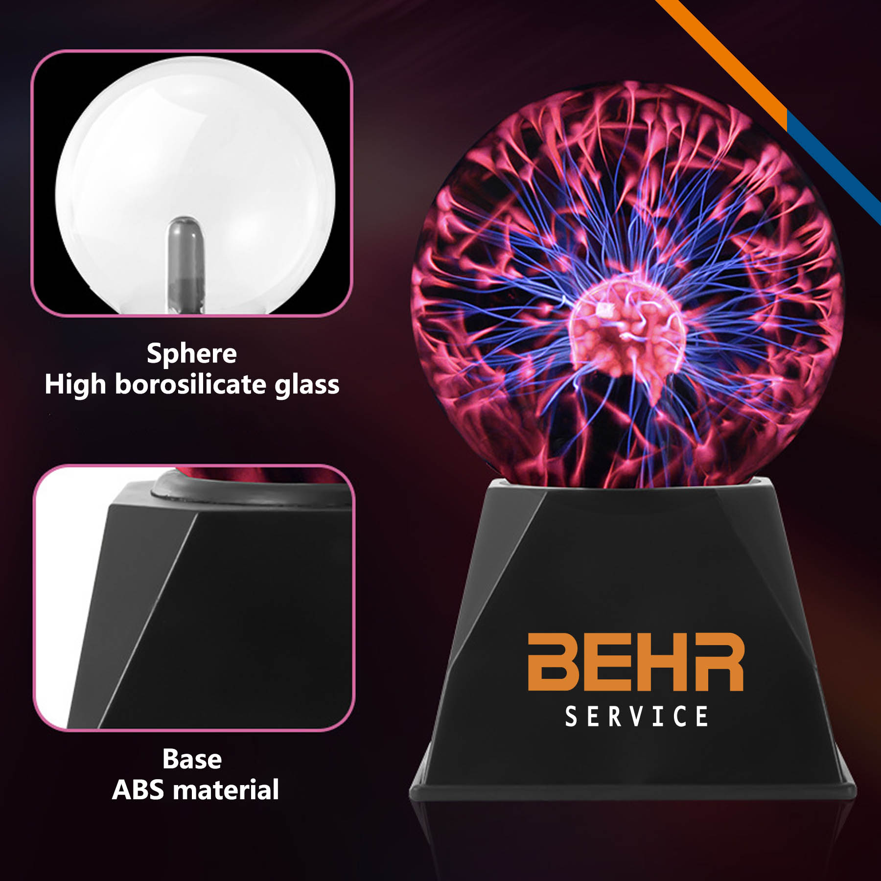 LumiFun Touch Sensitive Plasma Ball Night Light 4