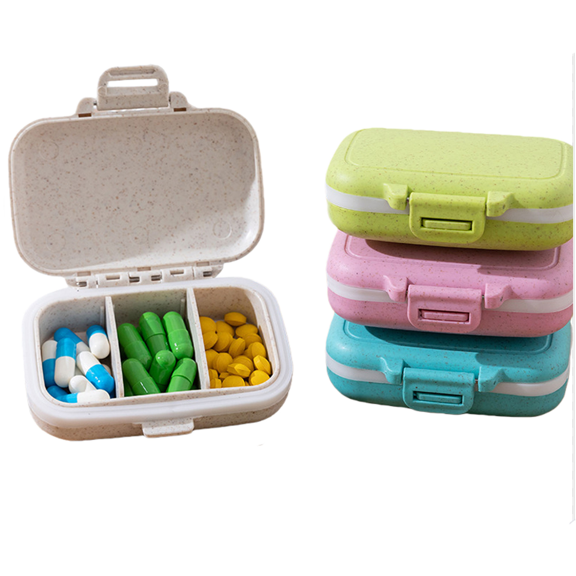 MOQ50 3 Compartments Portable Small Pill Case 3