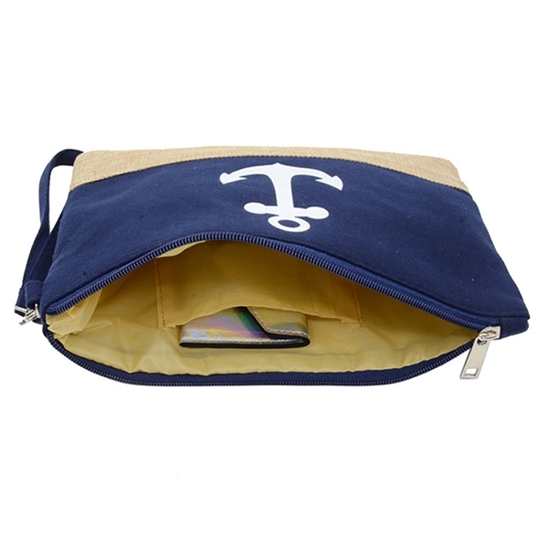 Rectangular Jute Canvas Pouch with Zipper 3
