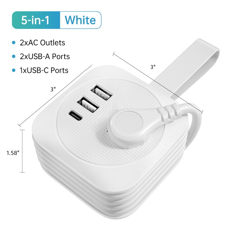 USB Portable and Stowable Travel Power Strip 2