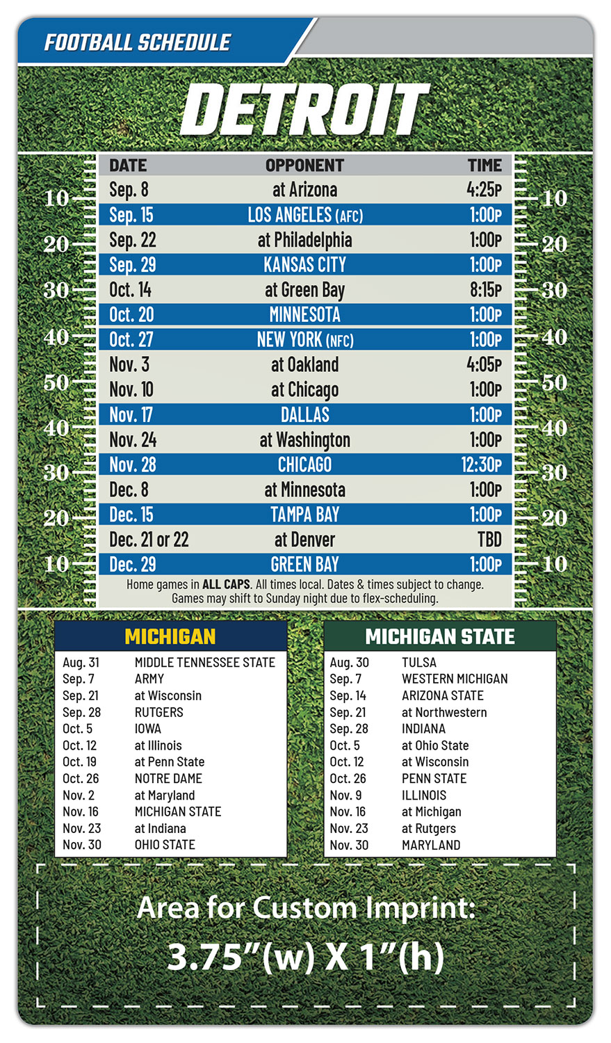 Magnet Football Sport Schedules - 4x7 Round Corners