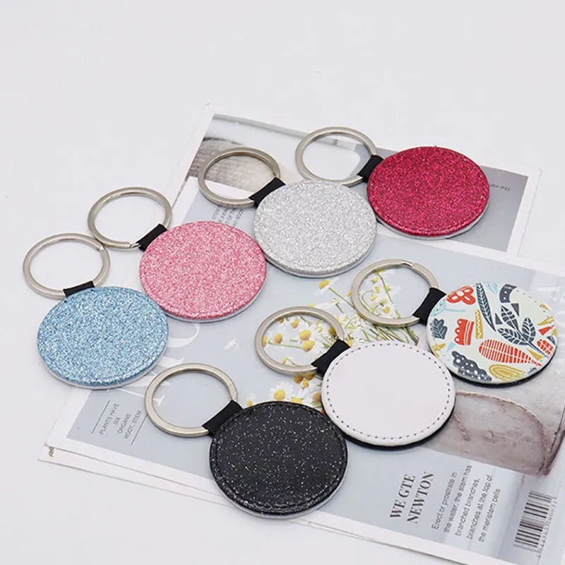 PU Leather Round Keychain 4