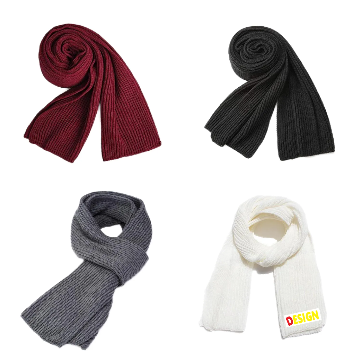 Unisex Pure Color Winter  Warm Knitting  Scarf MOQ 50PCSv 2