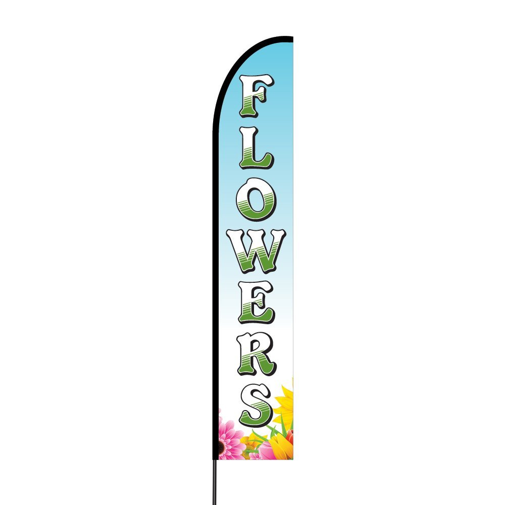 Flowers Flag Kit Hardware 15' Feet Feather Flag Sign Outdoor Banner 2