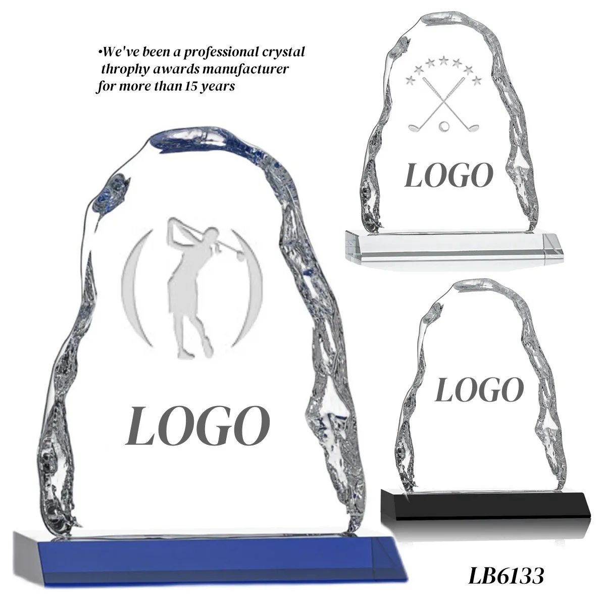 3D Crystal Iceberg Award Glass Trophy Supplier 3