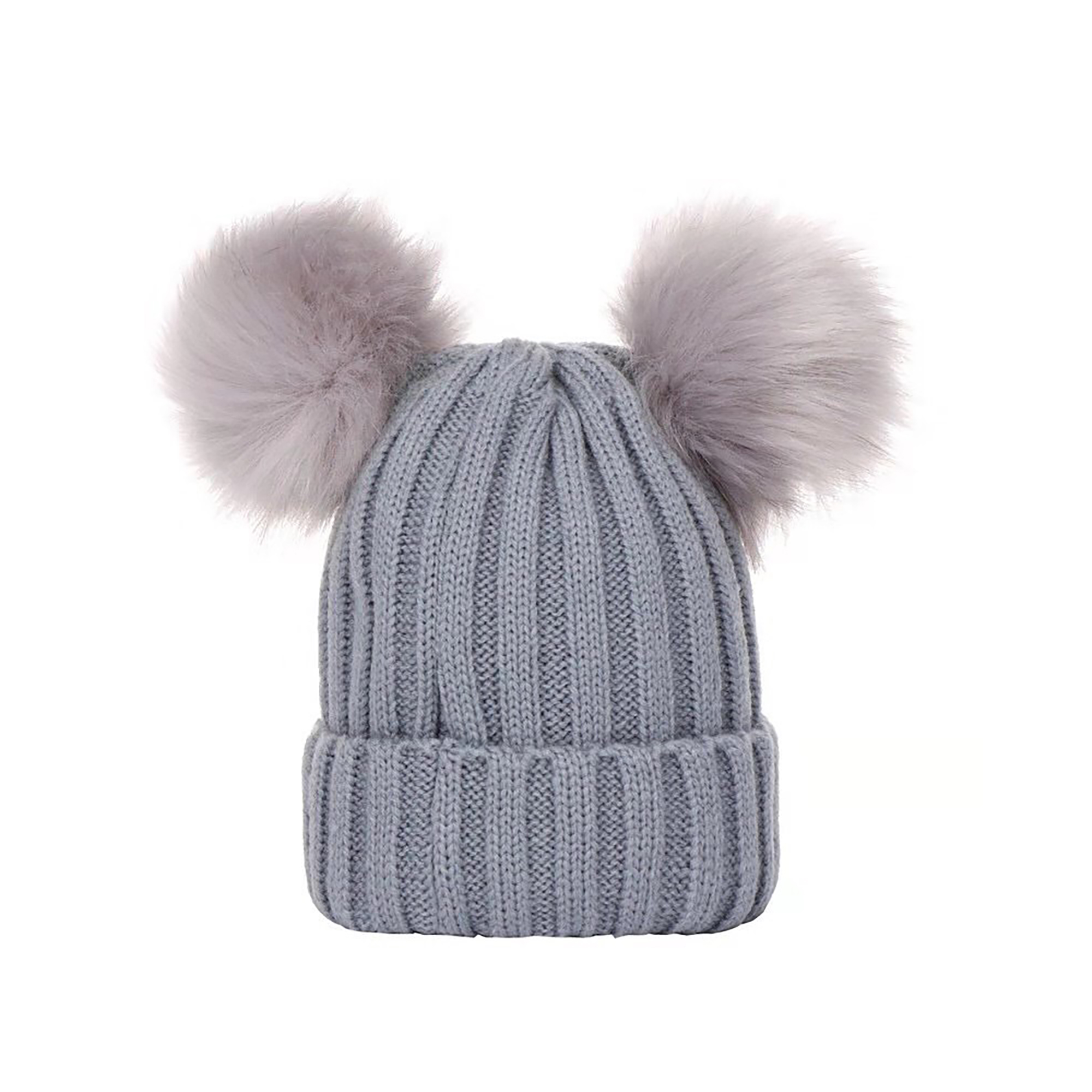 Baby Winter Knit Hat with Double Poms 4