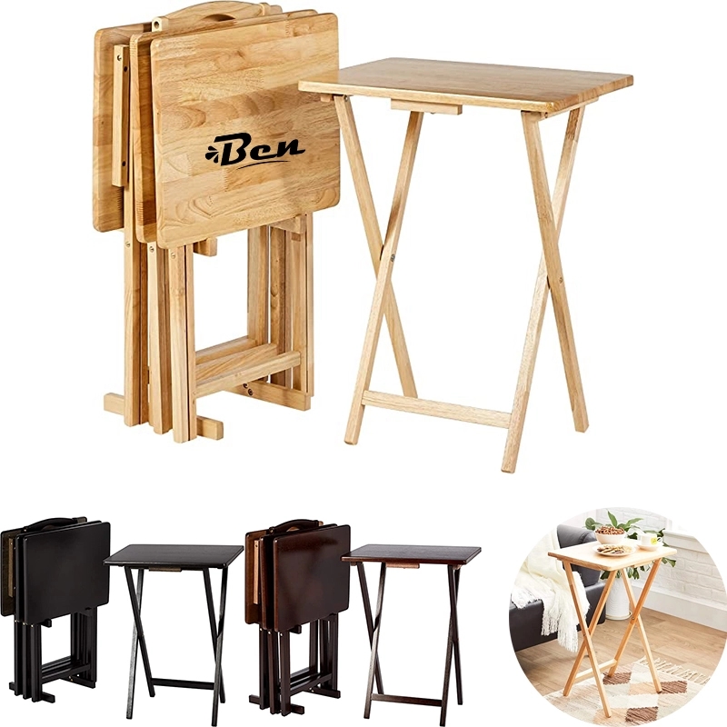 Basics Classic Tv Dinner Folding Trays With Storage Rack 2