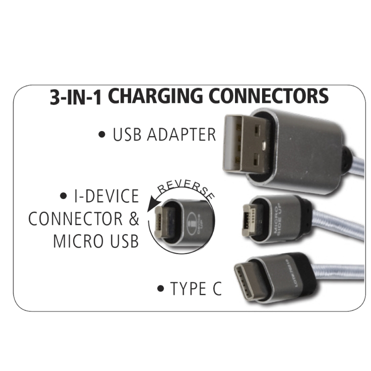 "OSLO" 5-in-1 Braided 6 Ft. Long Cell Phone Charging Cable 15