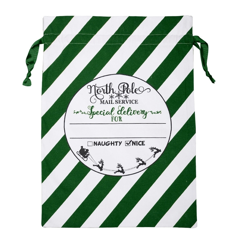 Large Christmas Canvas Gift Bag with Drawstring 17