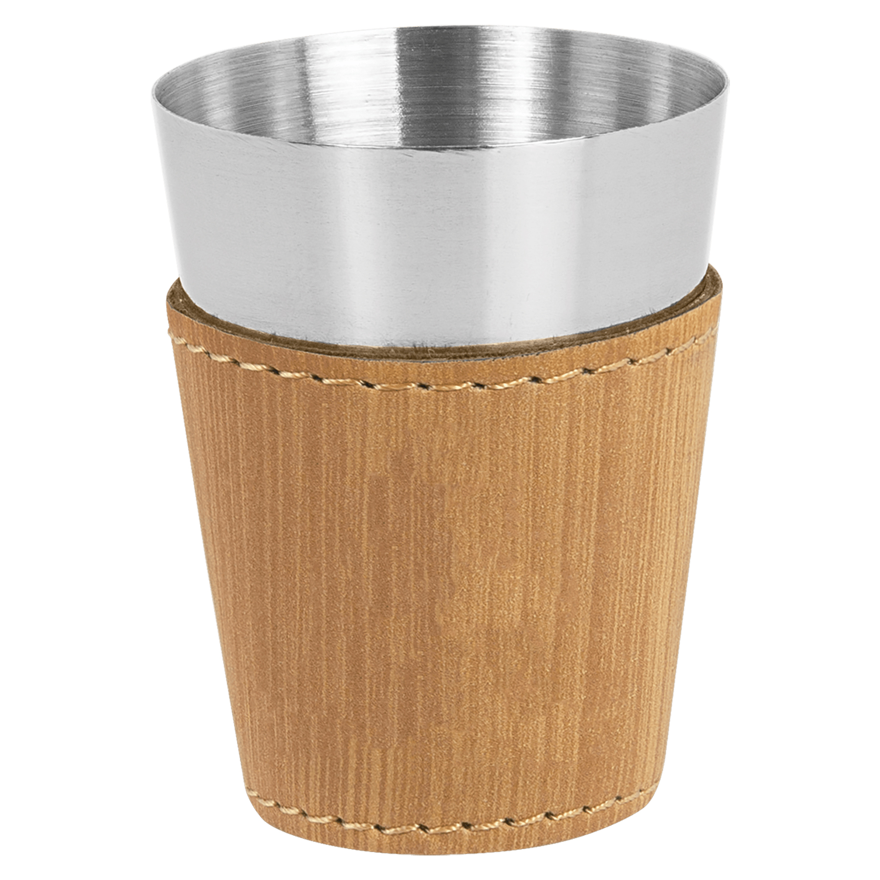 2oz. Bamboo Leatherette & Stainless Steel Shot Glass 3