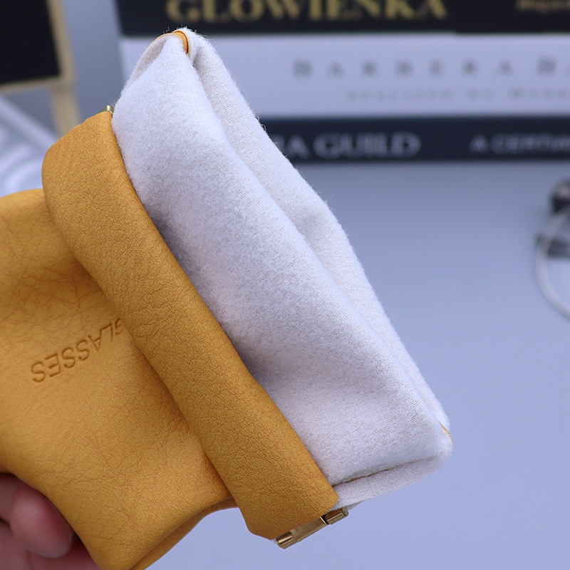 Portable Squeeze Top PU Leather Glasses Bag 2