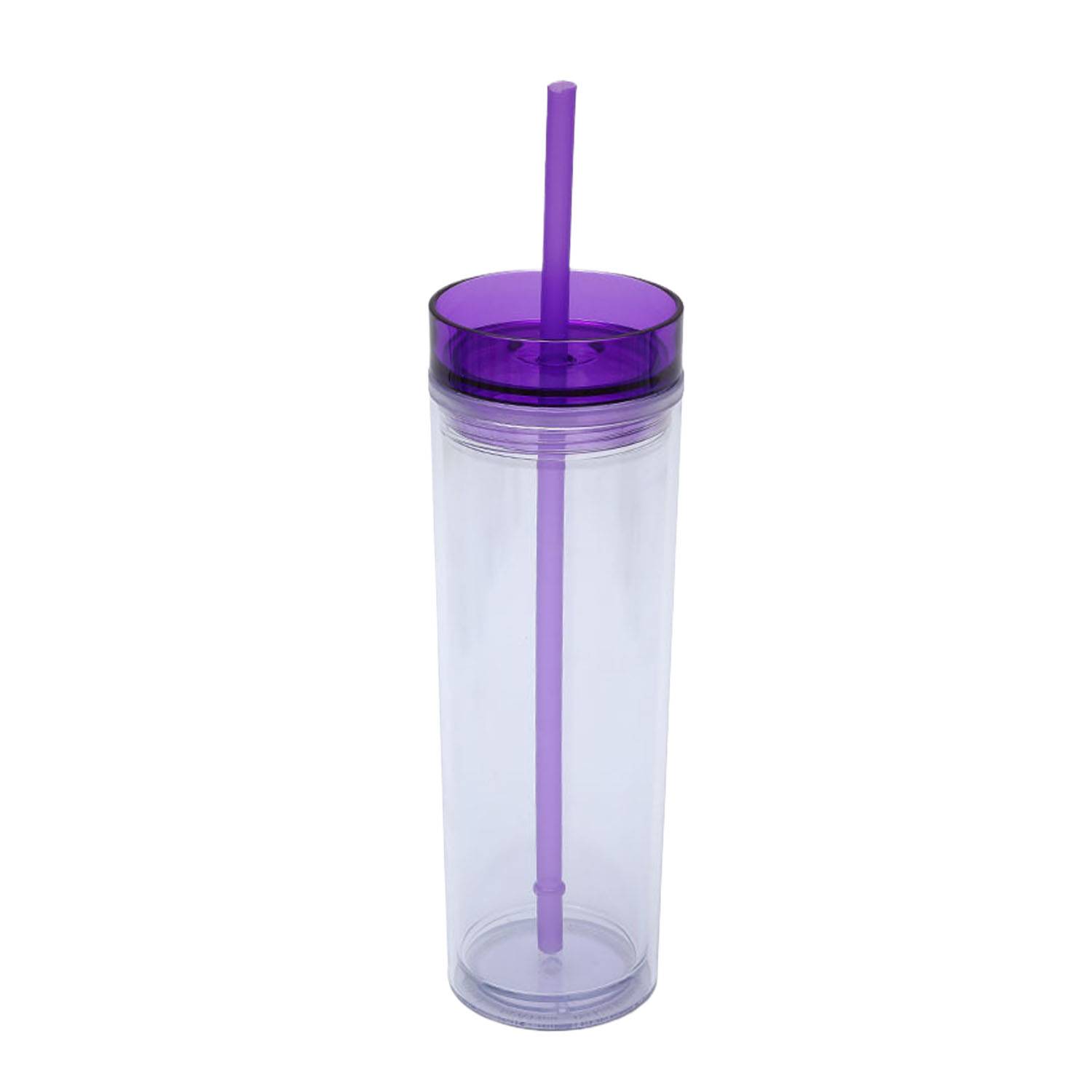 16oz Clear Double-Walled Plastic Tumbler w/ Straw 5