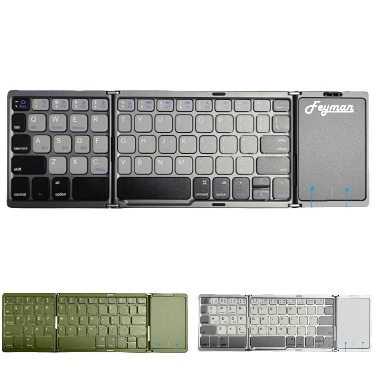 Triple Fold Folding Wireless Keyboard Lightweight and Portab