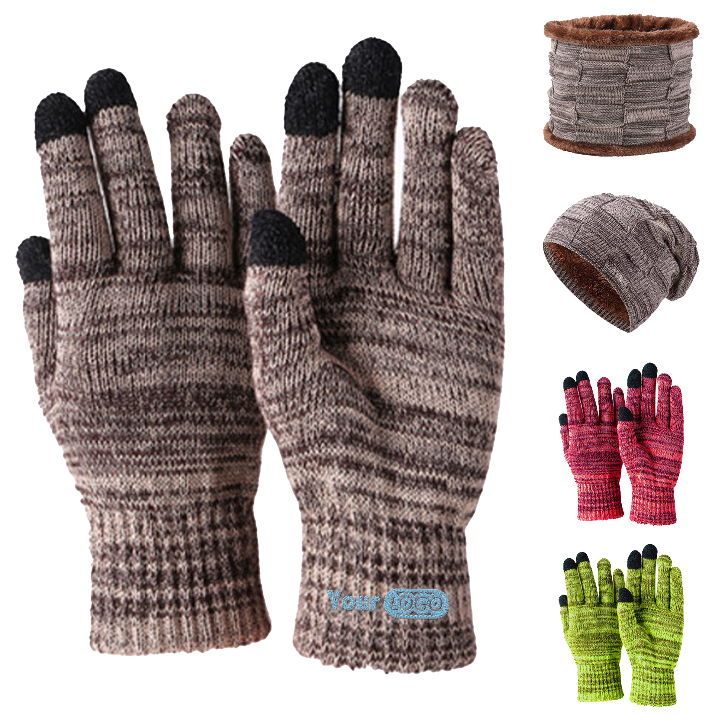 Polyester Stylish Knit Winter Accessory Set: Hat, Gloves, And Neck Warmer 3