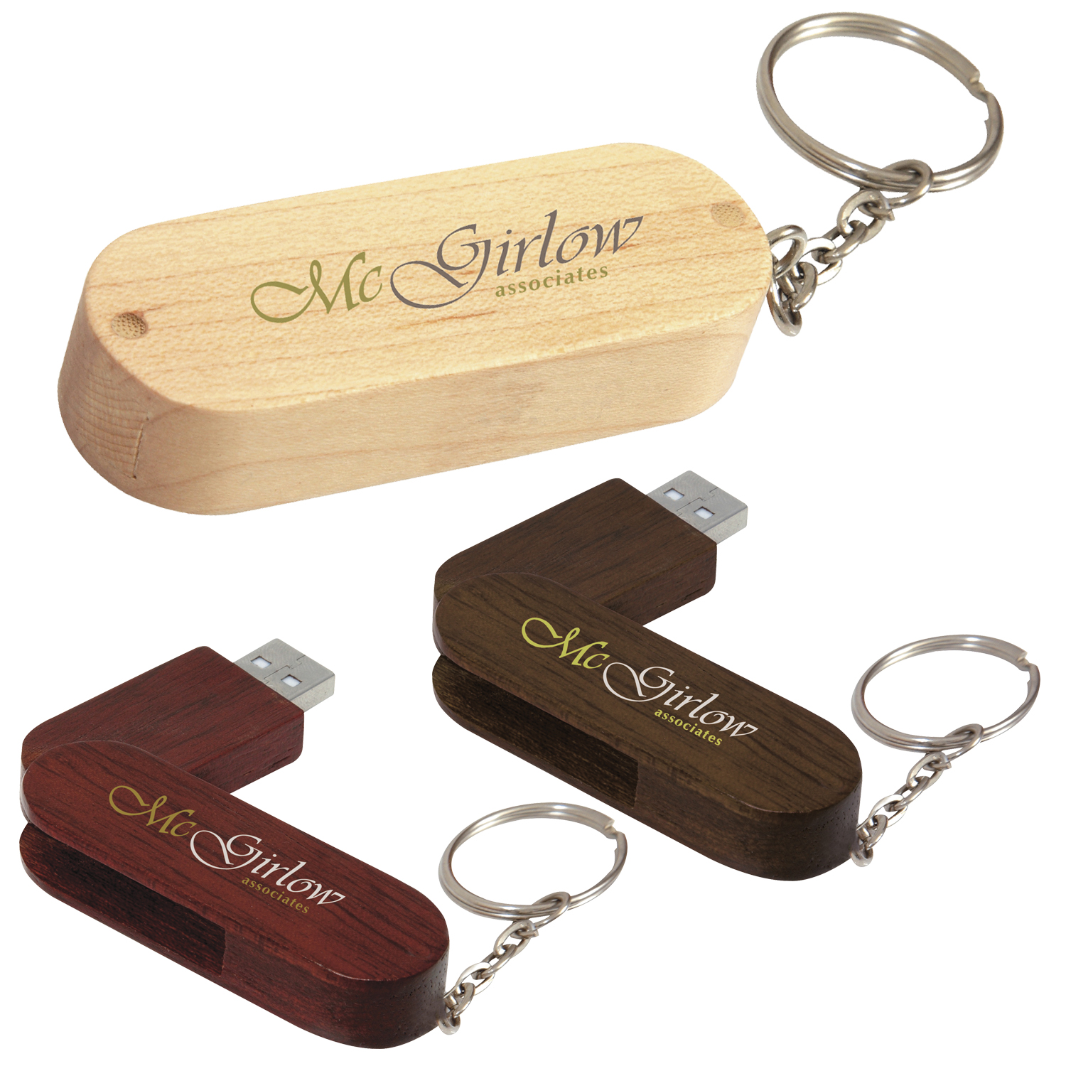 Universal Source® 4 GB Bamboo Bullet Keyring USB 2.0 Flash Drive