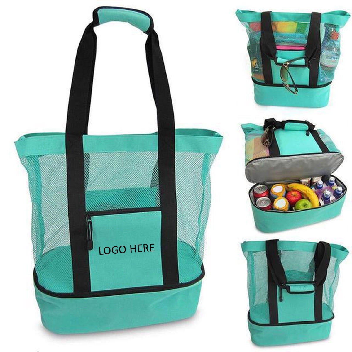 2 in 1 Beach Mesh Tote Bag With Cooler 2