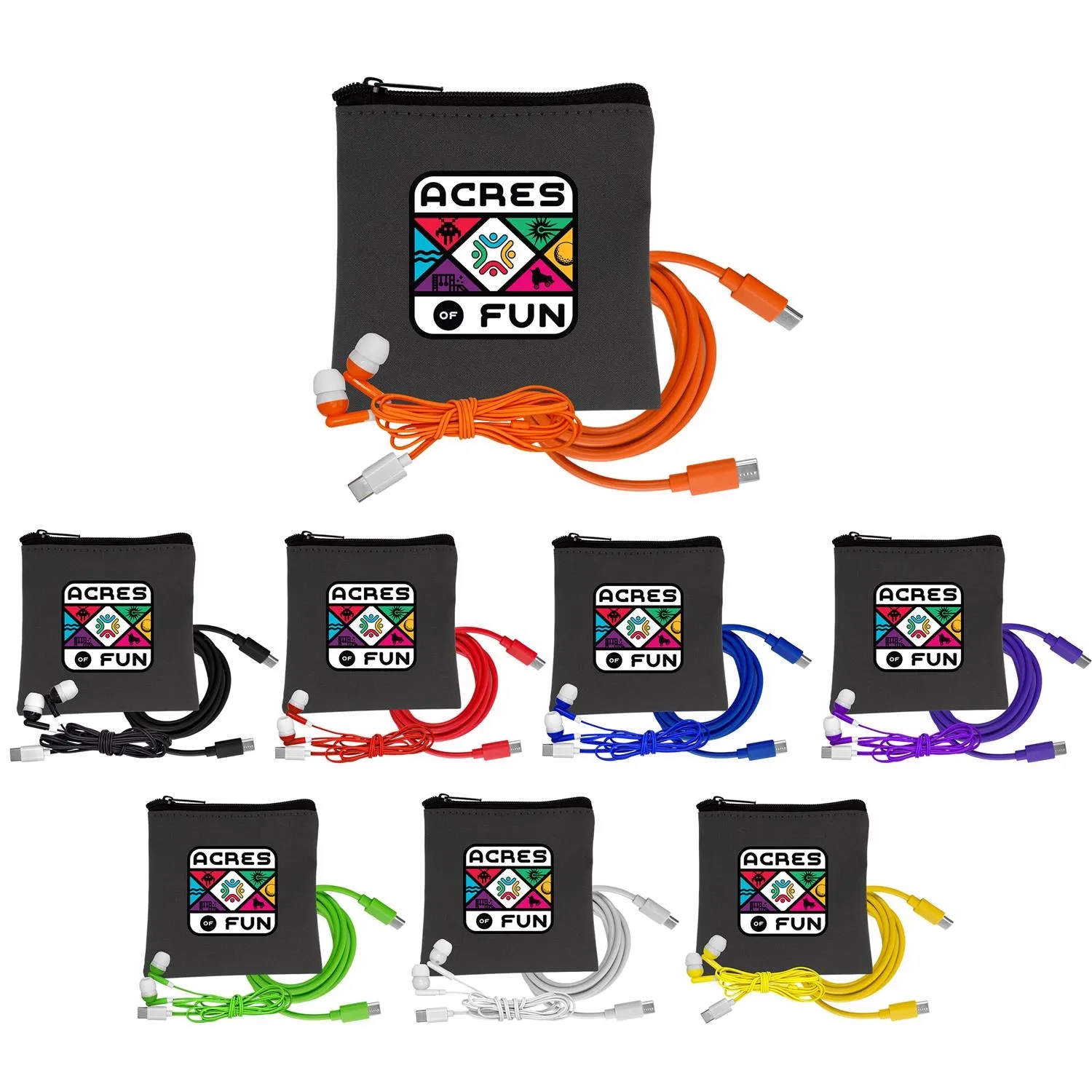 Gray Executive C to C Cable & Ear Bud Set