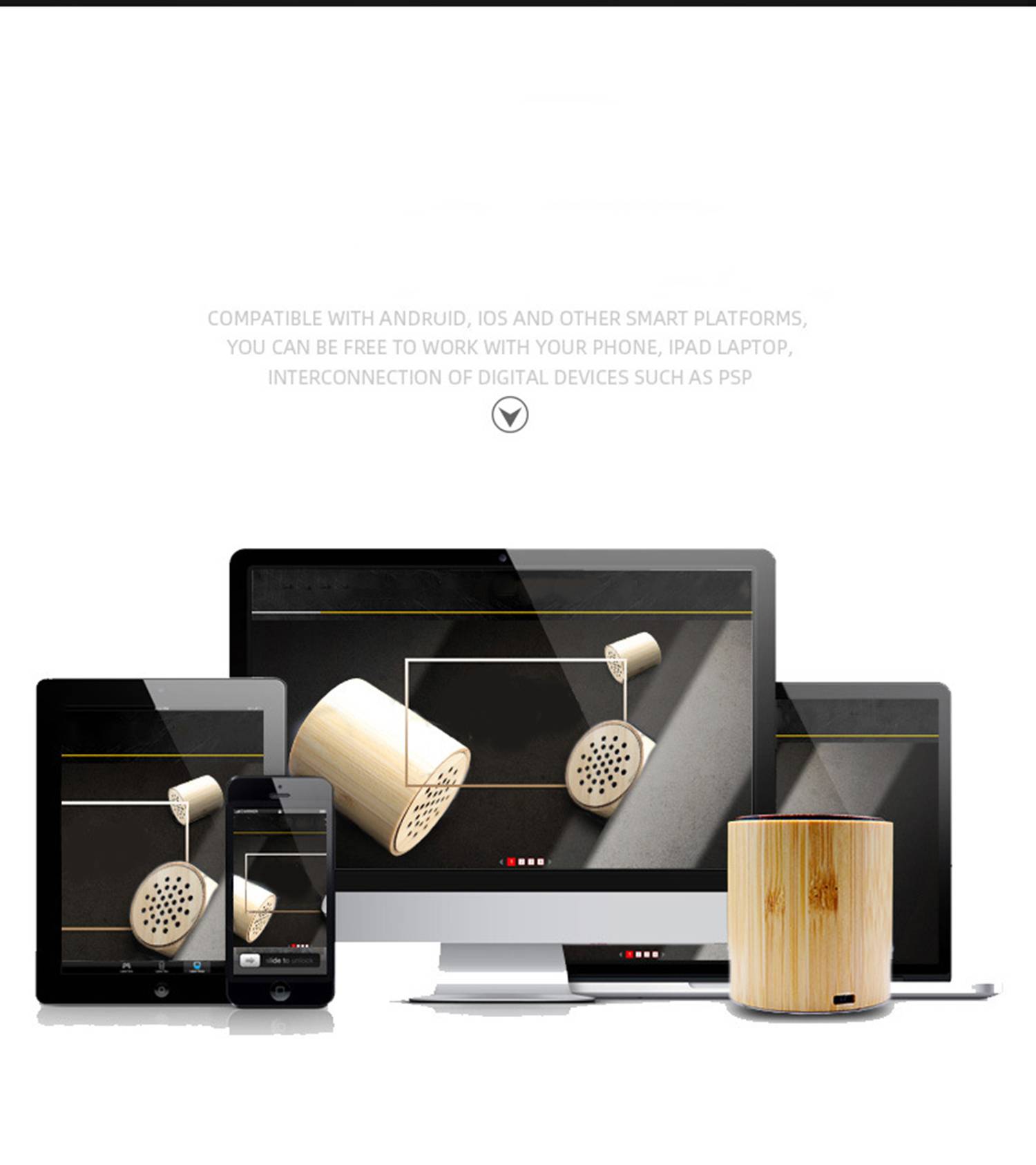 Bamboo Plastic Compact Bluetooth Speaker 5