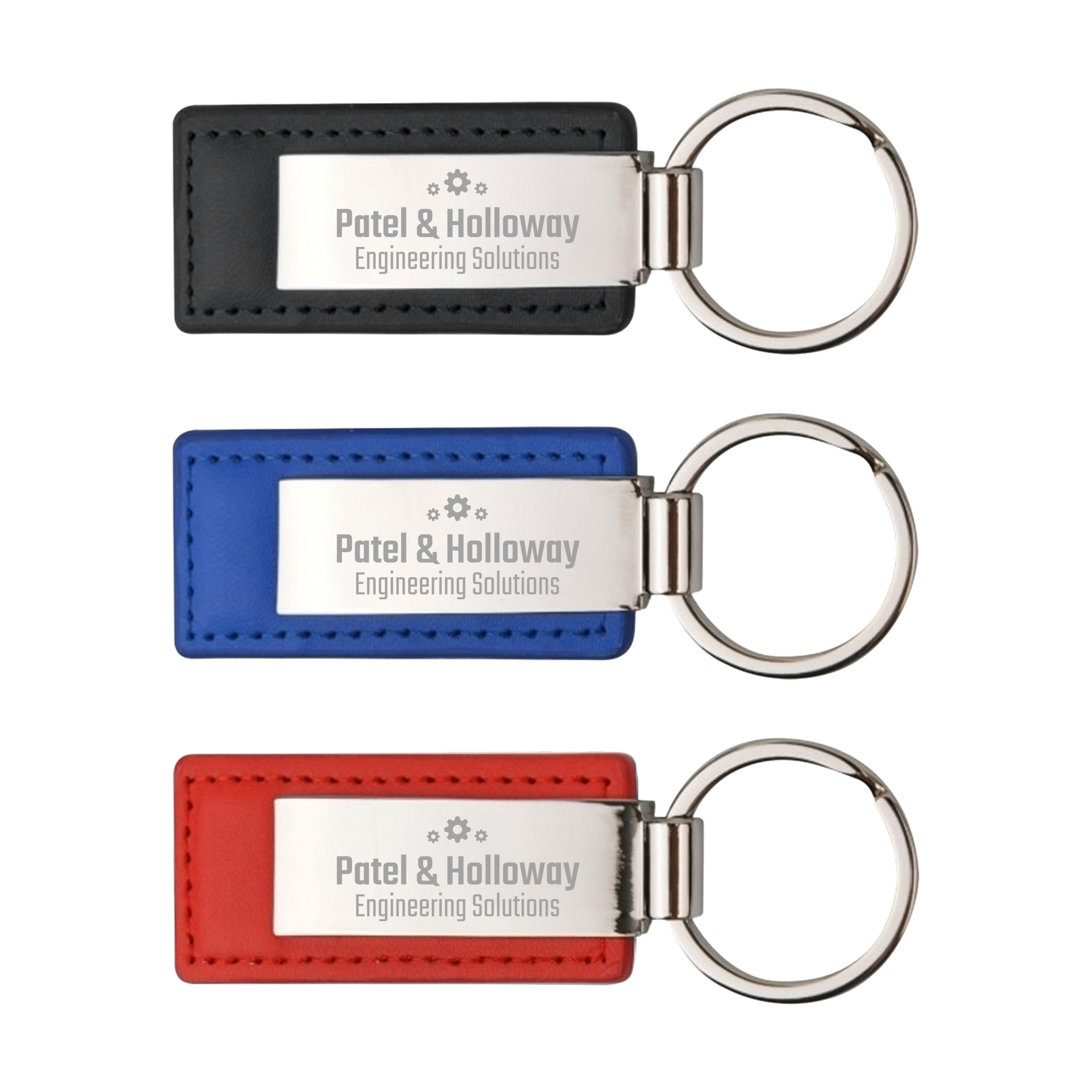 Leatherette with Rectangular Metal Shiny Key Tag 1