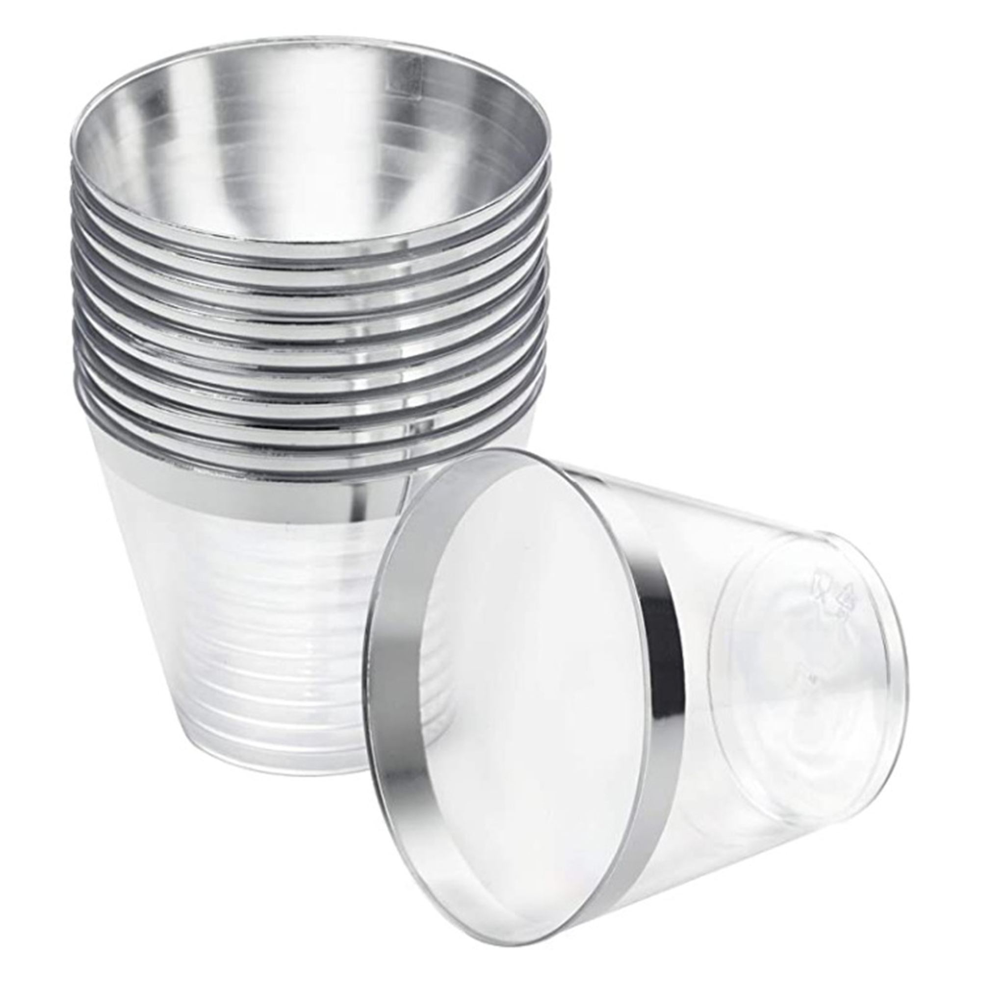 9 Oz Customizable Clear Plastic Cups with Metallic Rim 1