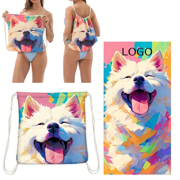 63" Custom Foldable Printed Beach Towel Backpack 5