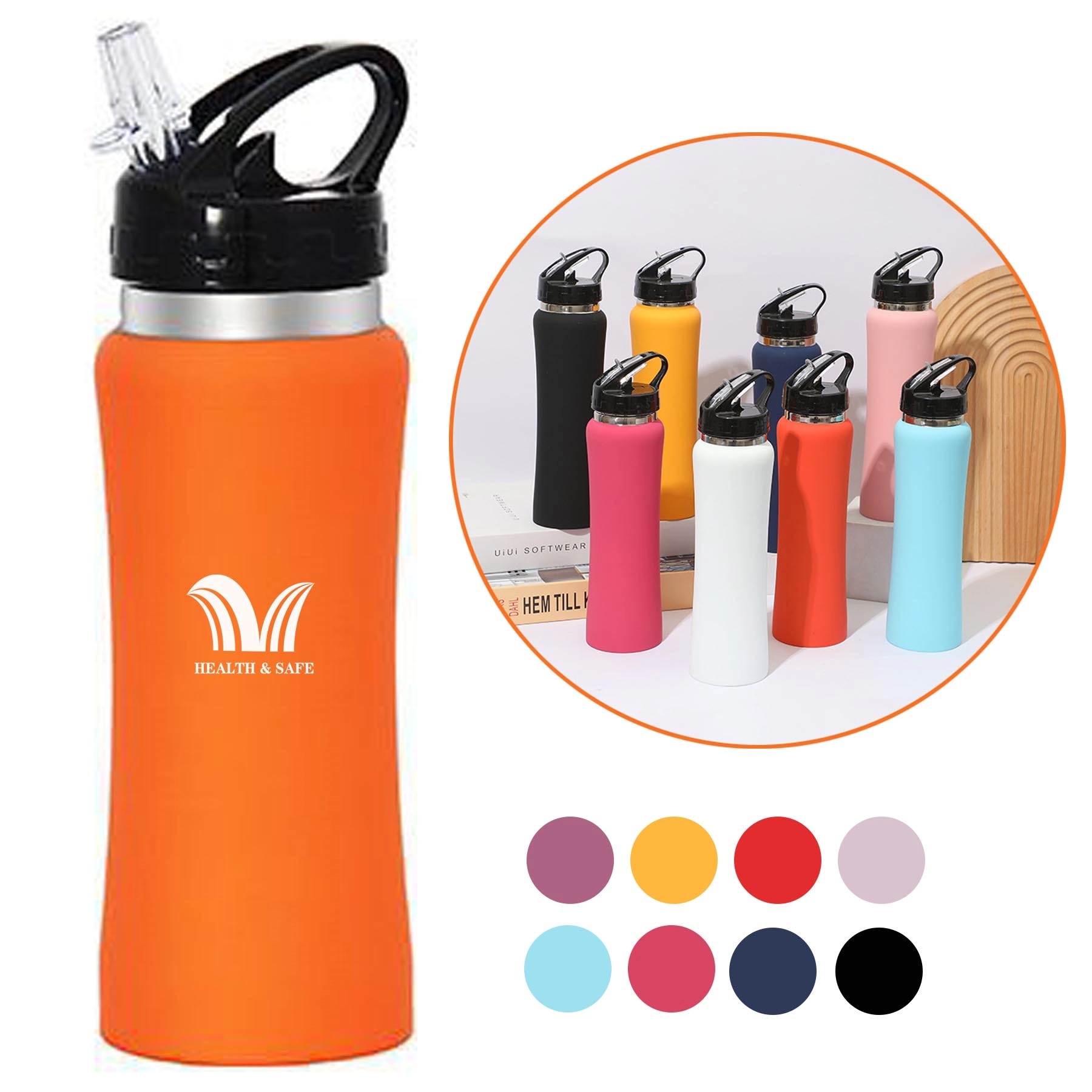 21oz Stainless Steel Vacuum Insulated Travel Bottle, custom water bottle with logo imprint 2