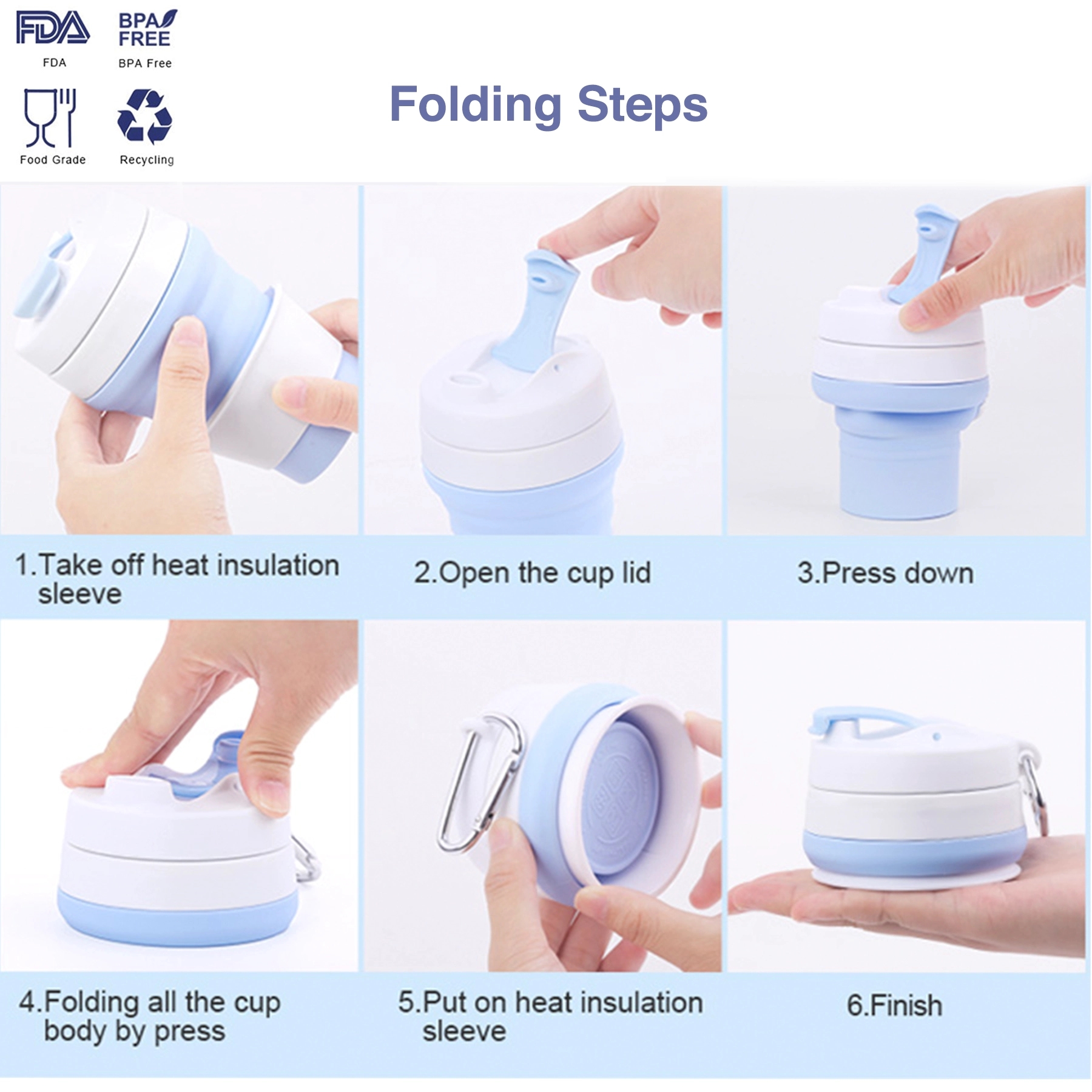 15oz Silicone Collapsible Foldable Coffee Cup 3