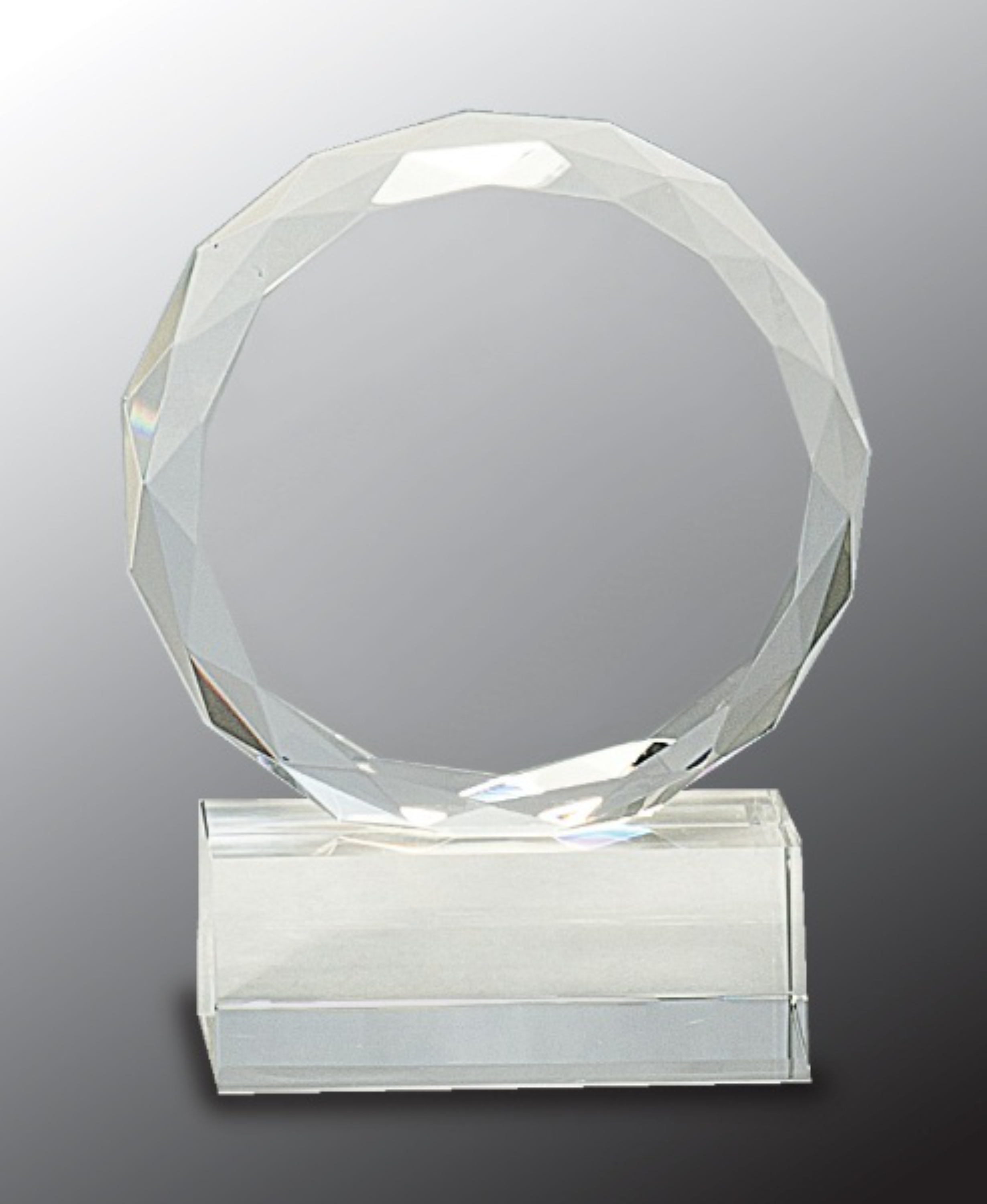 5" Round Facet Crystal Award on Clear Pedestal Base 2