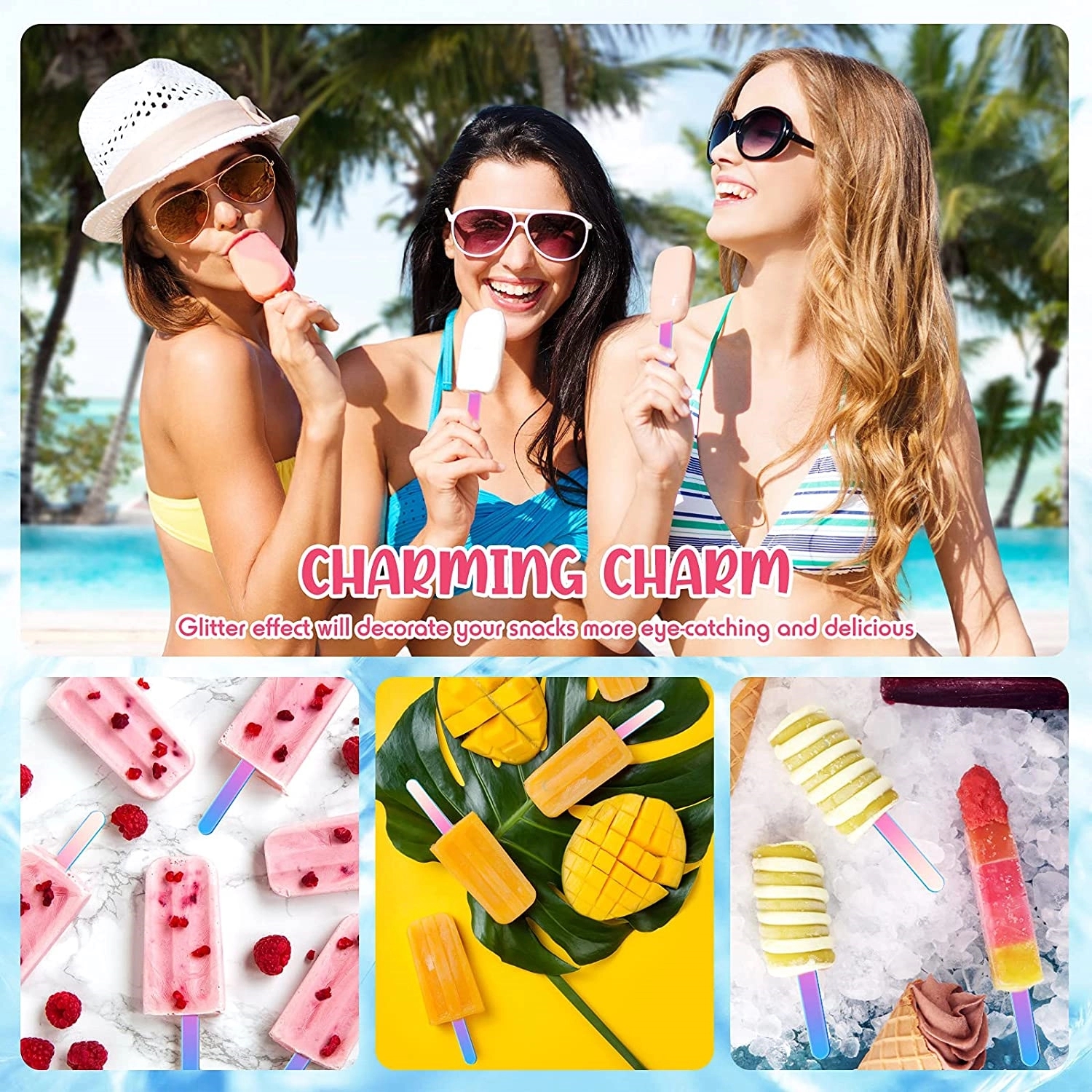 Acrylic Ice Cream/cake Popsicle Sticks decoration 4