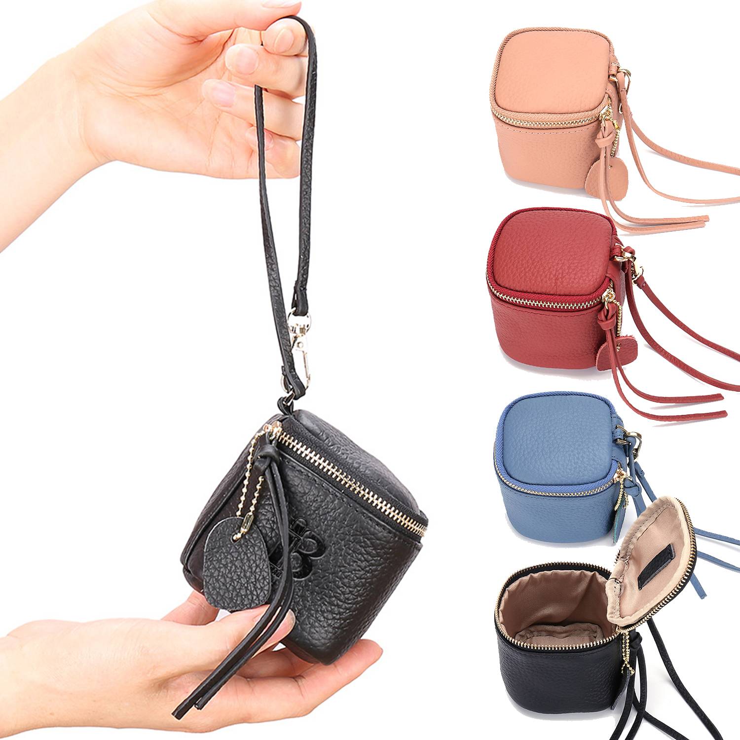 Genuine leather women's mini carrying coin bag 1