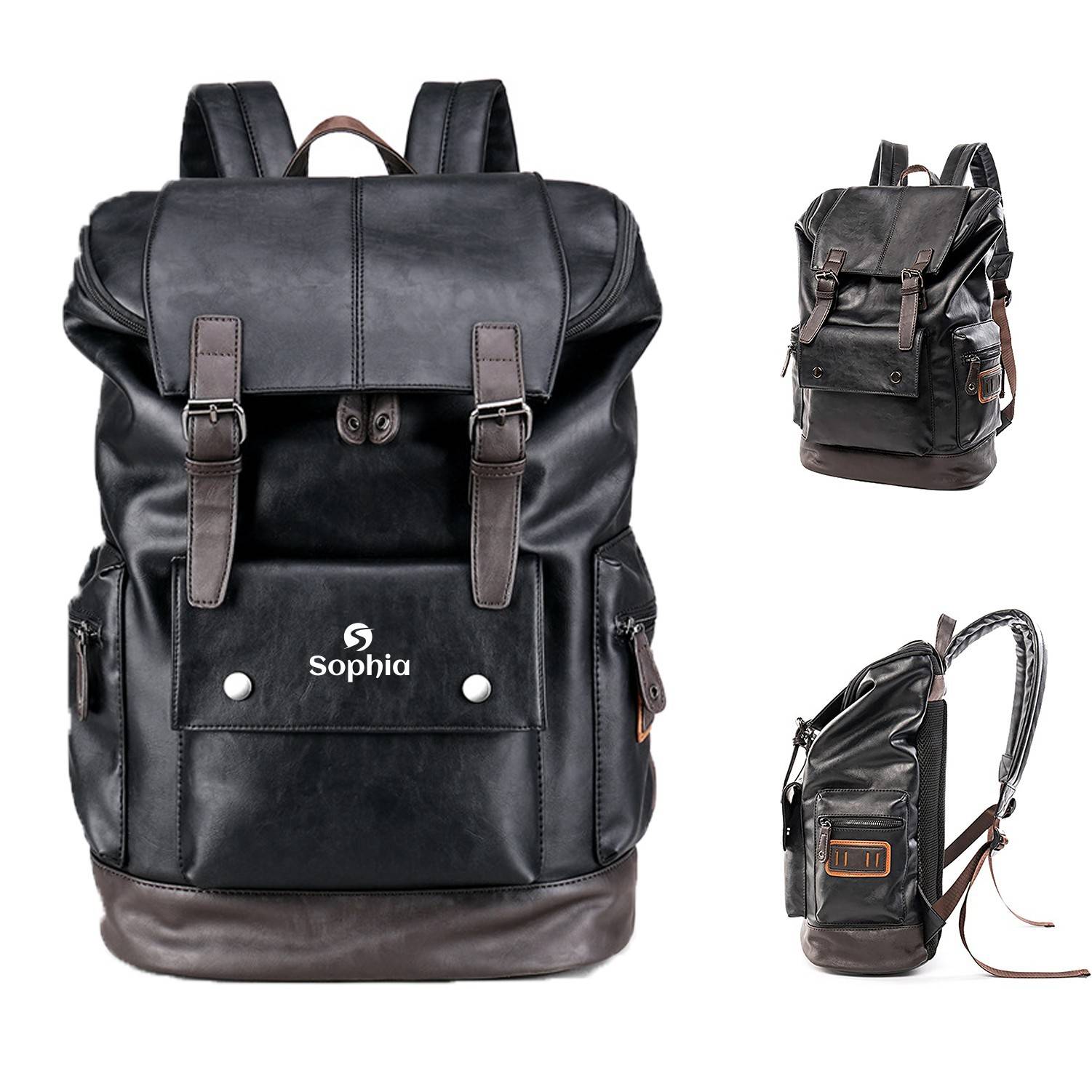 Vintage PU Leather Backpack for Men 1