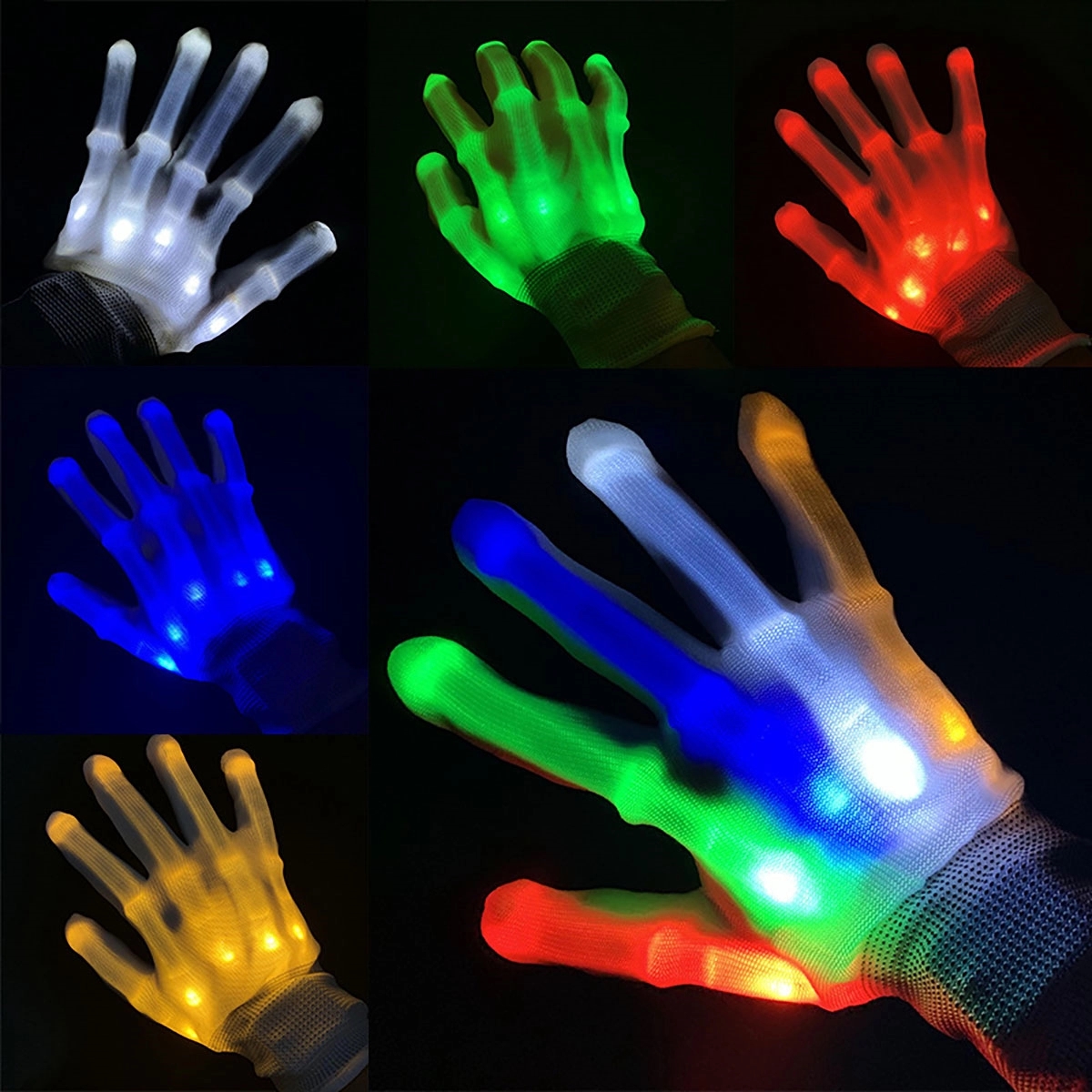 LED Gloves 12 Color Flashing Finger Light Up 2