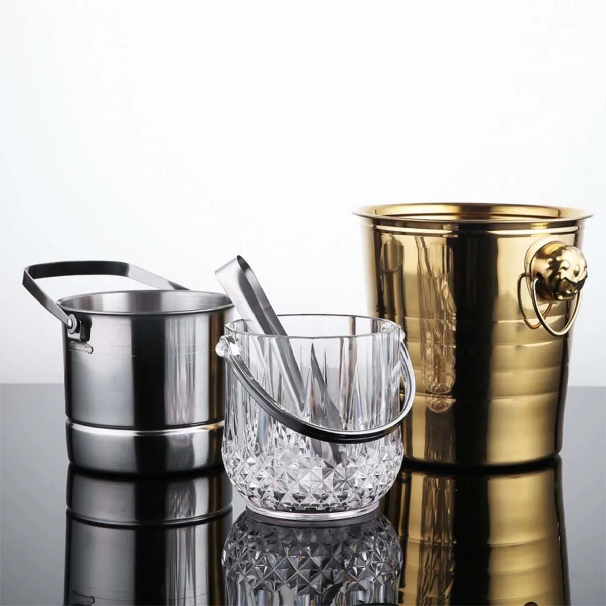3L 5L 7L Custom Stainless Steel Pails Conical Ice Buckets 3