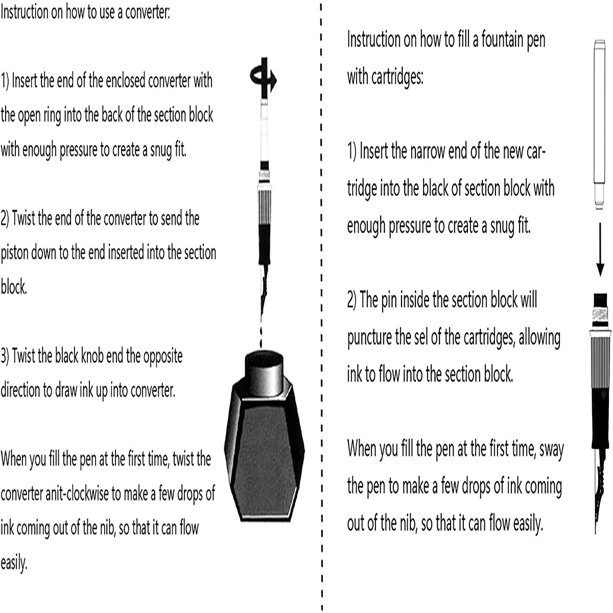 Matte Black Fountain Pen Extra Fine Nib Classic Design 5