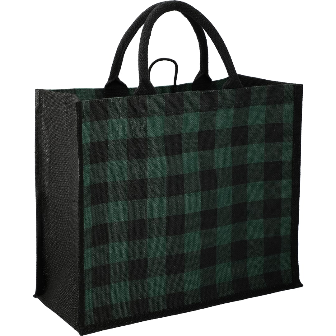 Buffalo Plaid Printed Jute Tote 40