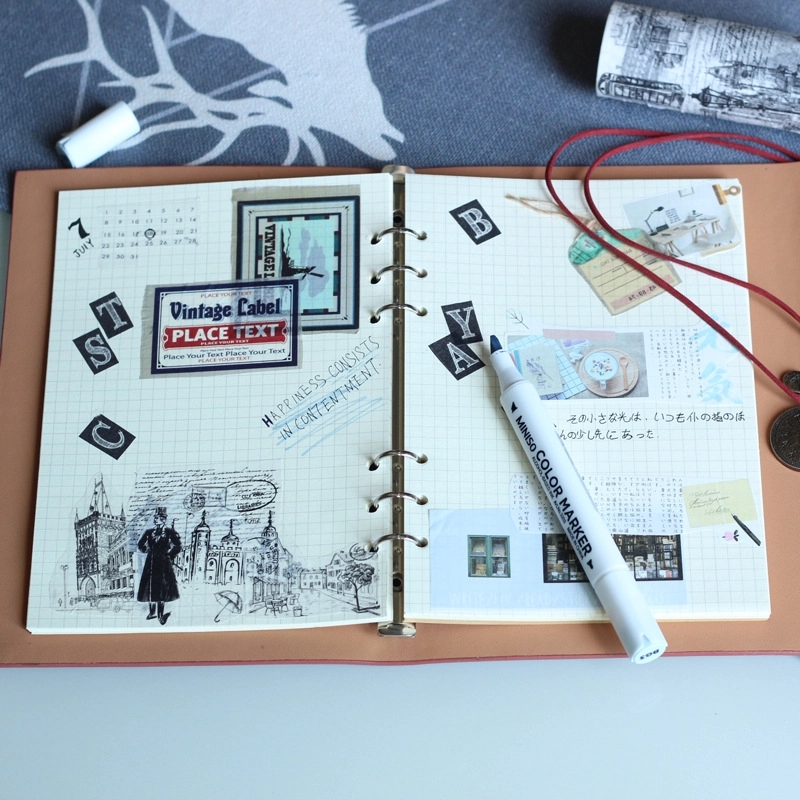 PU Leather A5 Business Travel Journal Pocket Binder Notebook 14