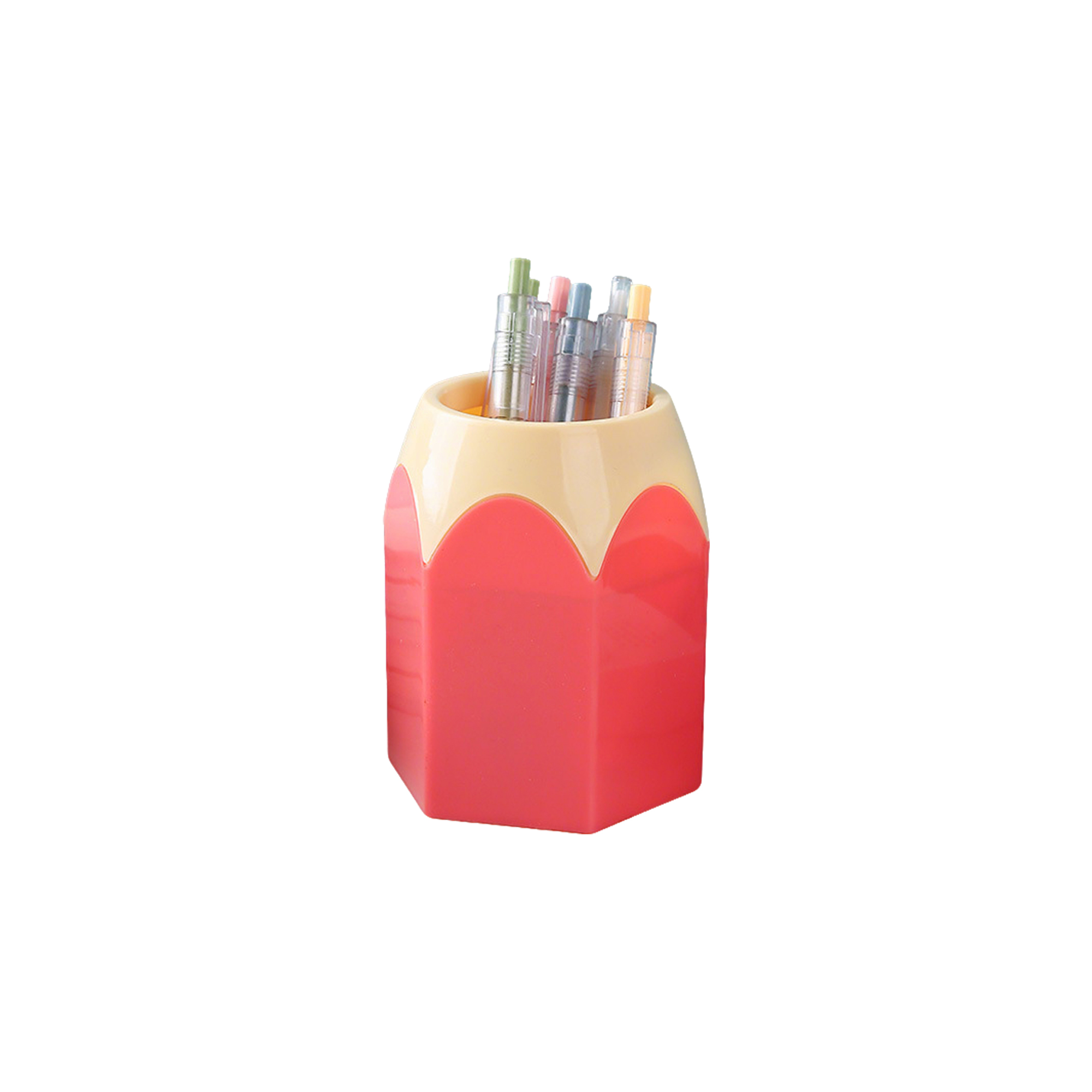 ABS Hexagonal Base Pencil Holder With Contrast Color 3.35" x 2.56" x 4.13" 5