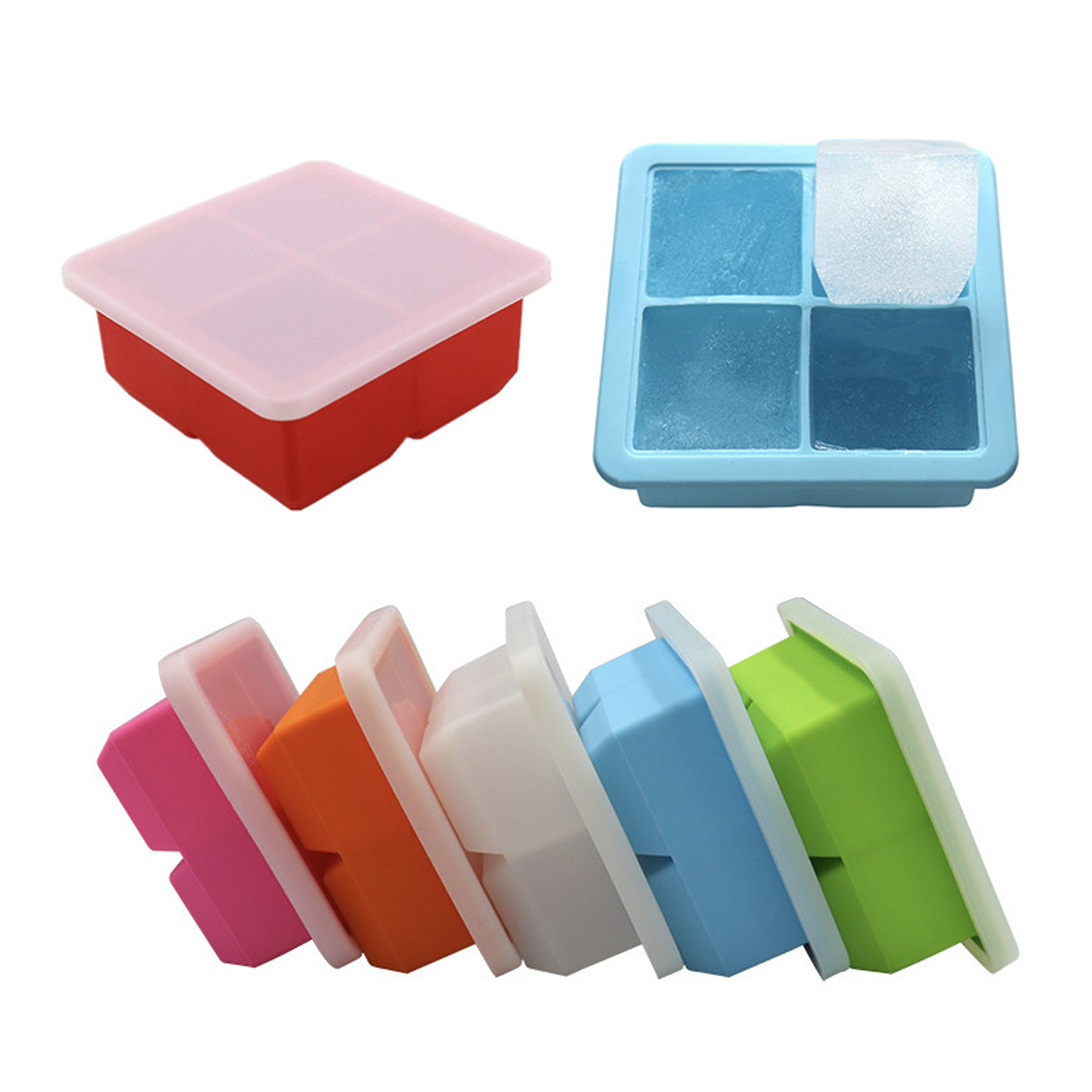 Silicone Square Ice Cube Tray With Lid 1