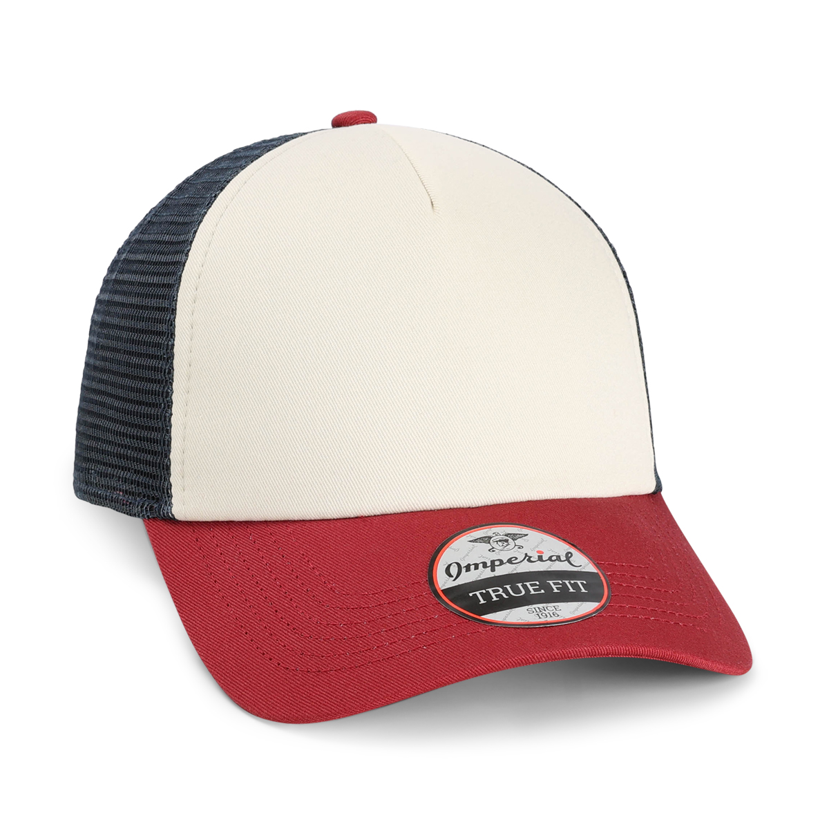 Imperial 1287 5-Panel North Country Trucker Hat w/ Leatherette Patches or Embroidery 18