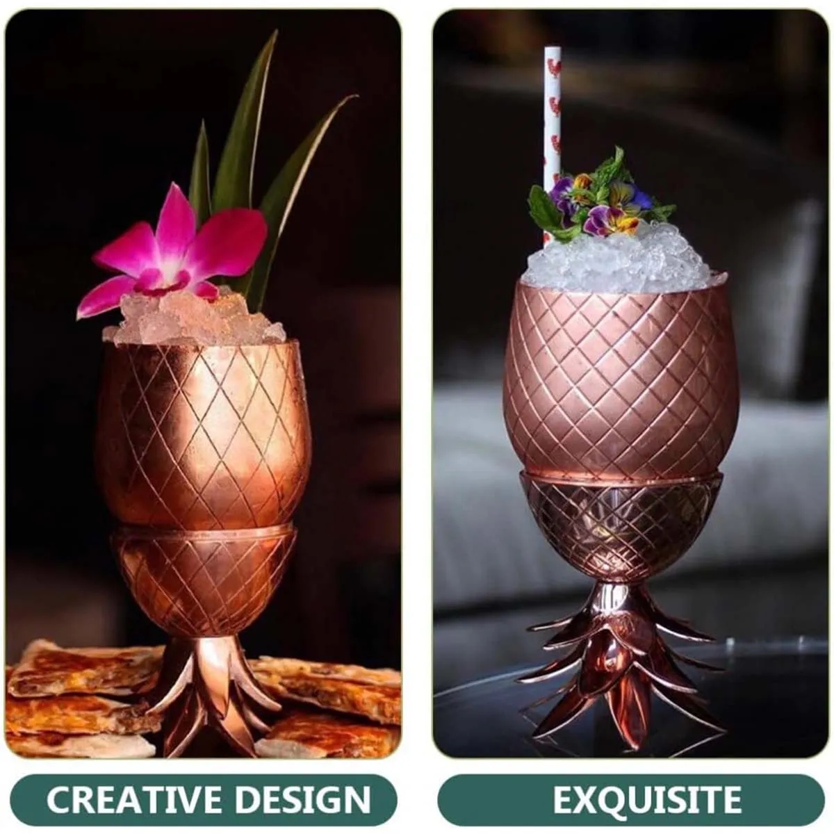 Multi-dimension Stainless Steel Pineapple Cocktail Straw Cup 3