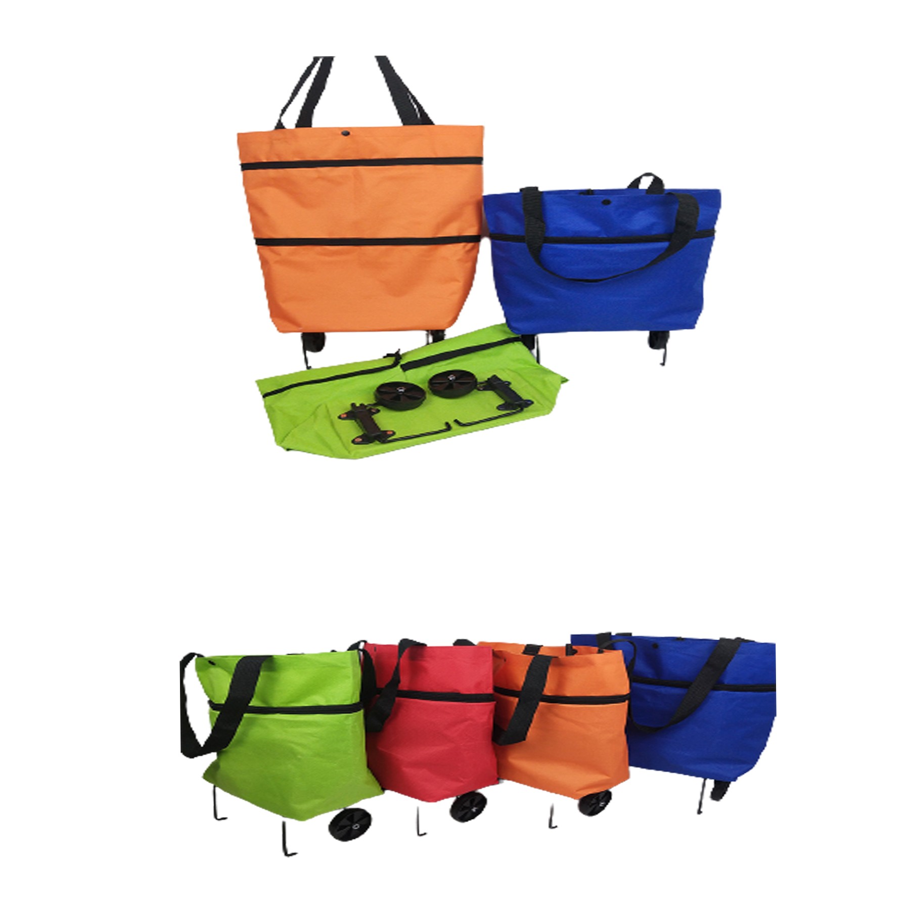 Folding Shopping Bag Collapsible Trolley Bags with Wheels 2