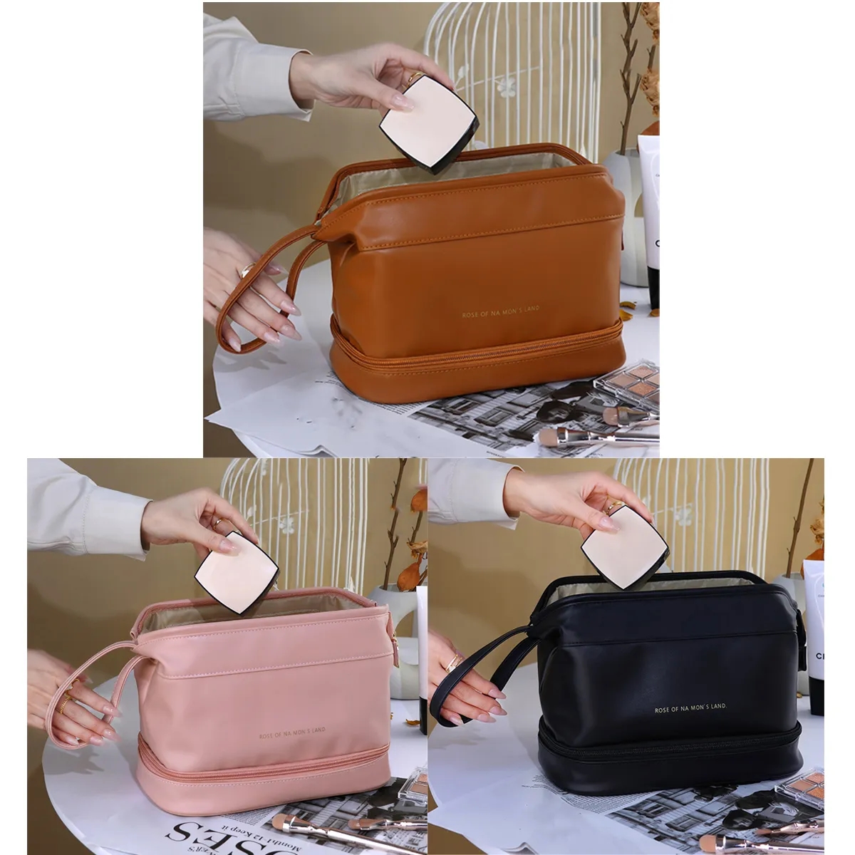 Waterproof Portable Flat Toiletry Makeup Bag Pouch 4