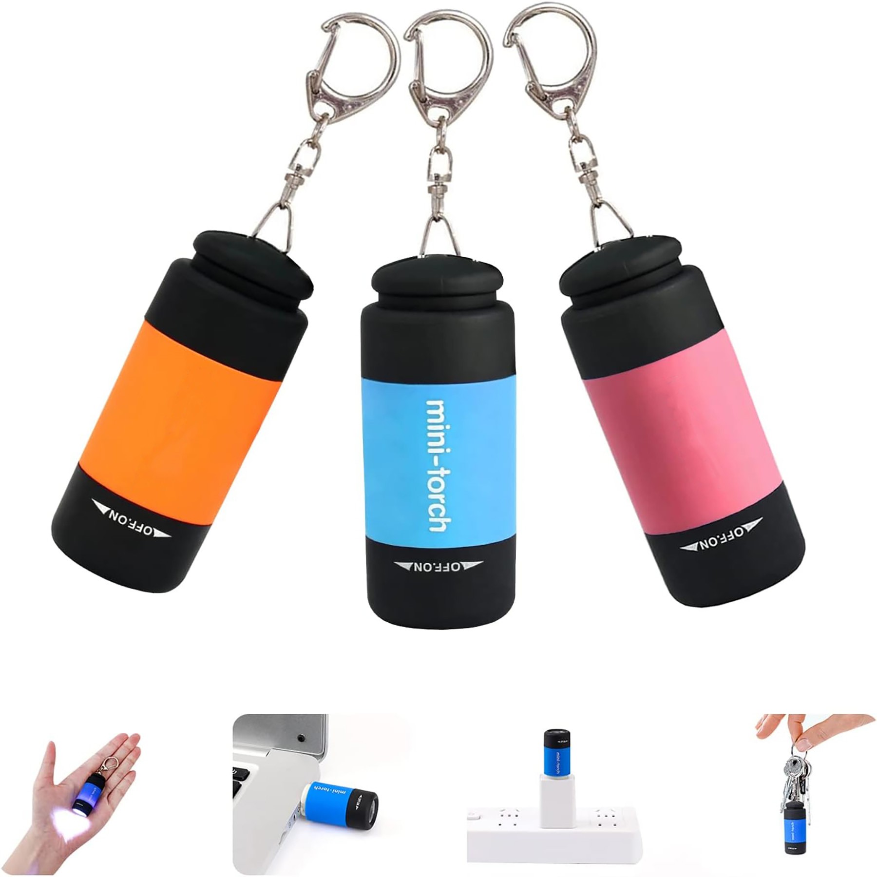 2-in-1 Mini USB Rechargeable Flashlight Keychain 5